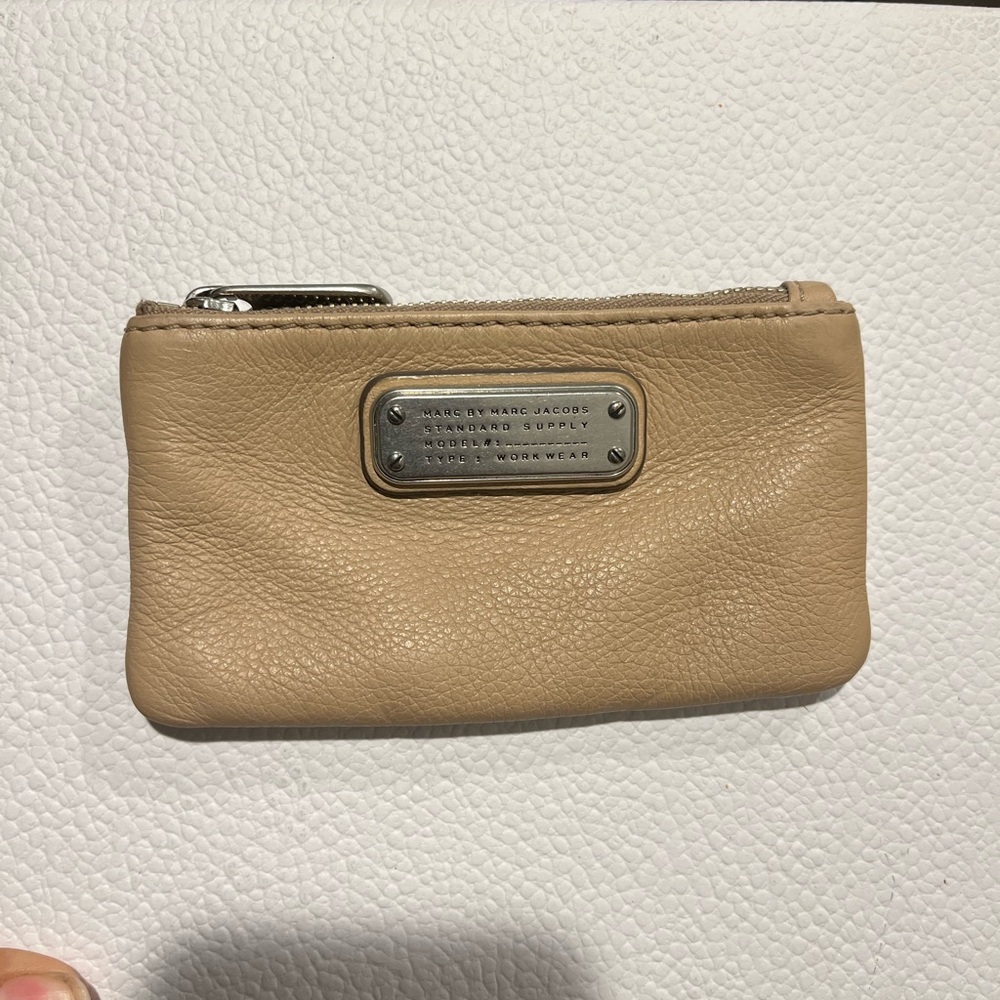 Marc Jacobs Beige Leather Wallet with Silver Accents